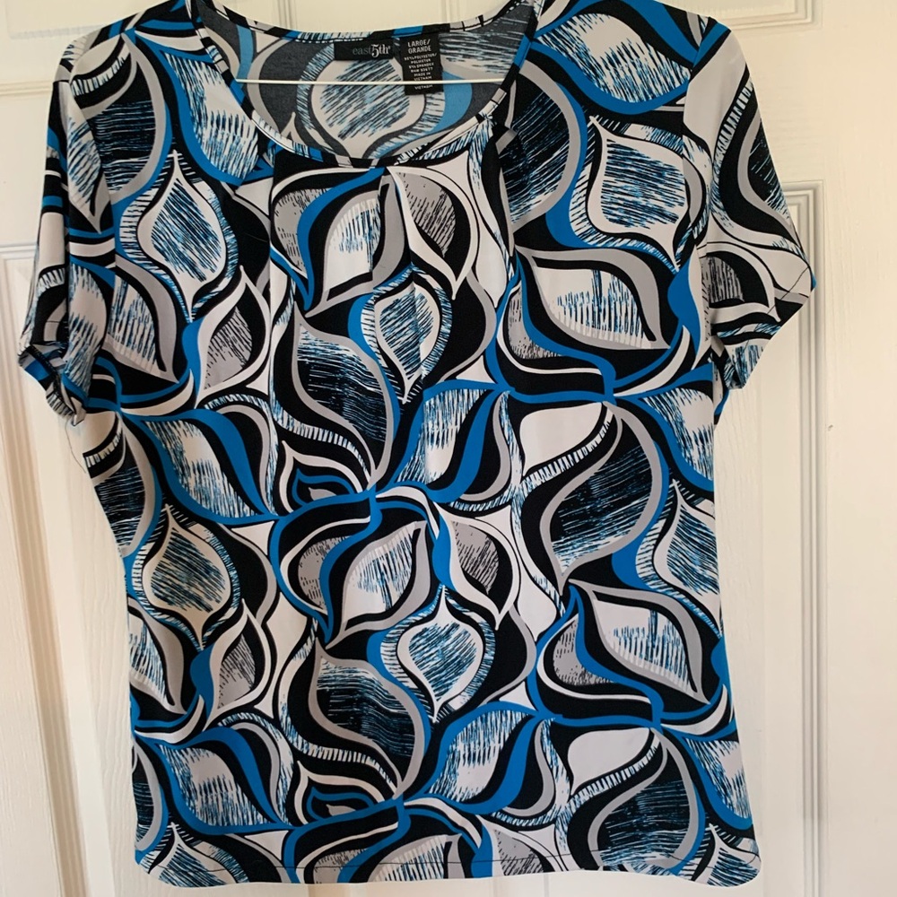 Stylish Blue and Black Patterned Women's Top